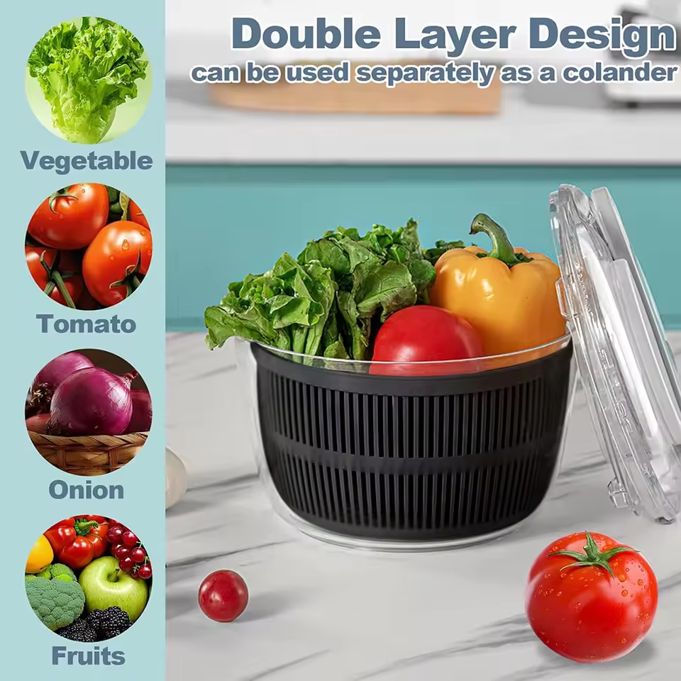Salad Spinner Large Vegetable & Fruit Washer Dryer Bowl with Lid