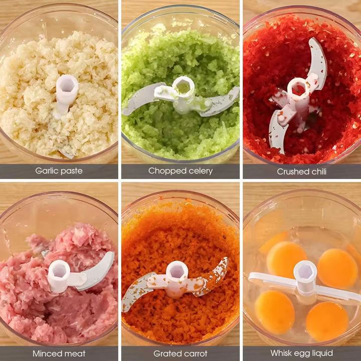Manual Food Processor Hand Crank Vegetable Chopper & Garlic Grinder