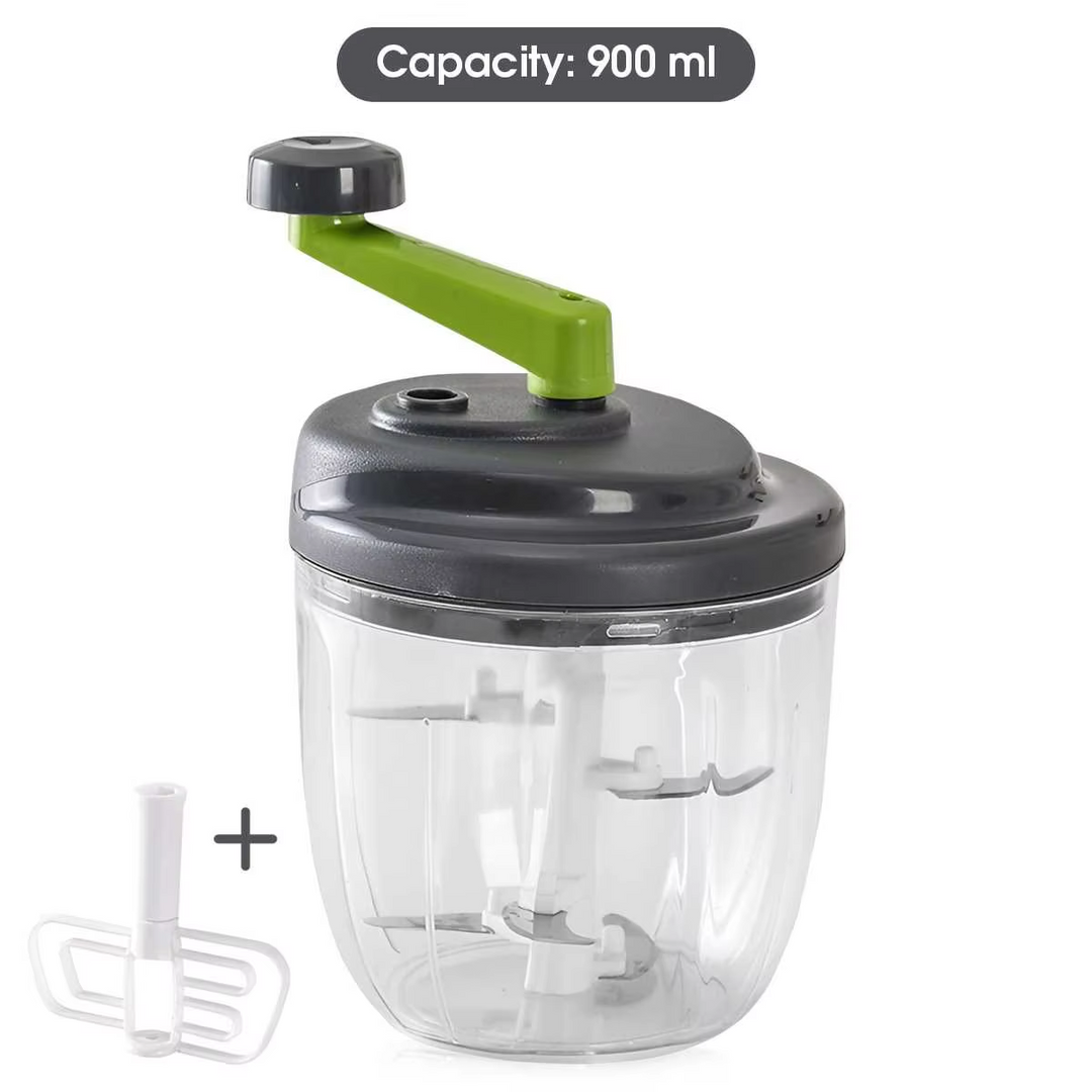 Manual Food Processor Hand Crank Vegetable Chopper & Garlic Grinder