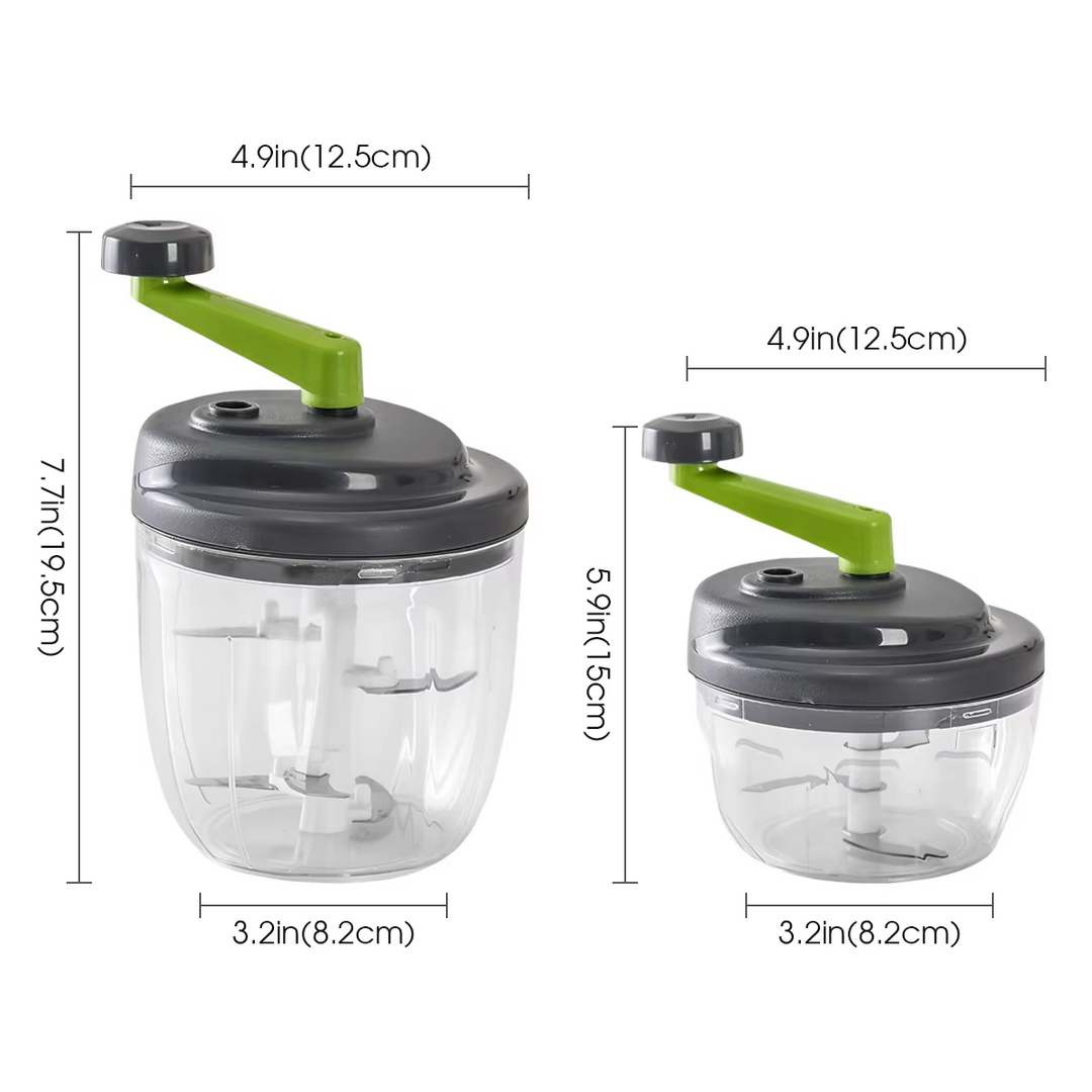 Manual Food Processor Hand Crank Vegetable Chopper & Garlic Grinder