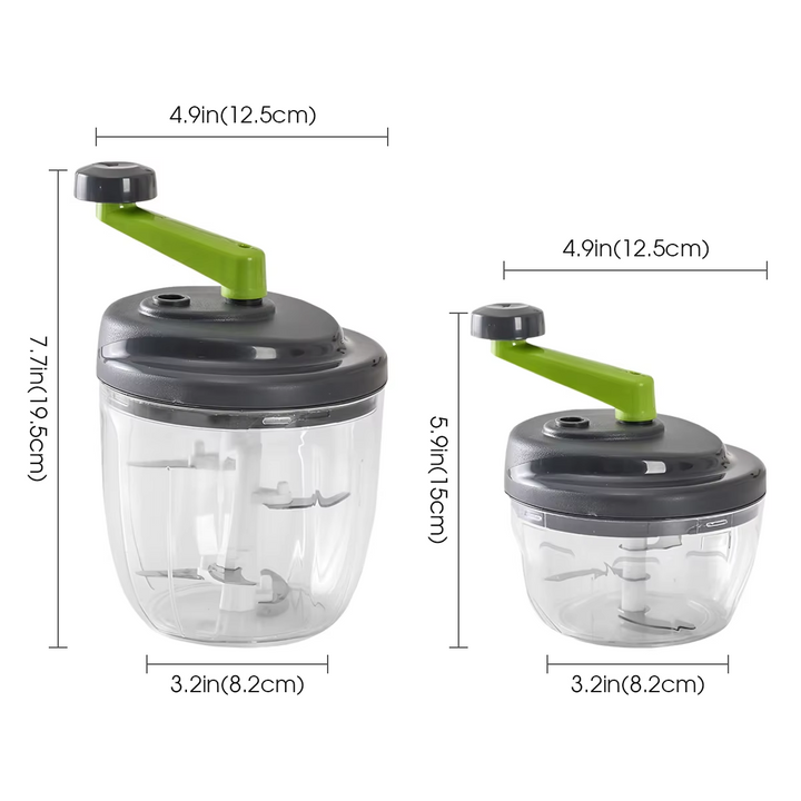 Manual Food Processor Hand Crank Vegetable Chopper & Garlic Grinder
