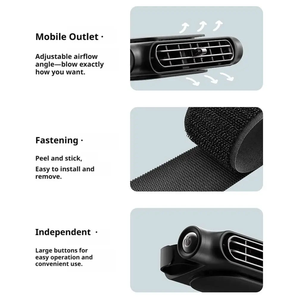 Car Seat Fan USB Powered 3-Speed Headrest Cooling Fan