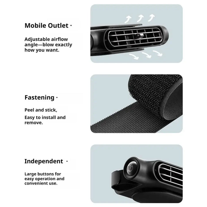 Car Seat Fan USB Powered 3-Speed Headrest Cooling Fan