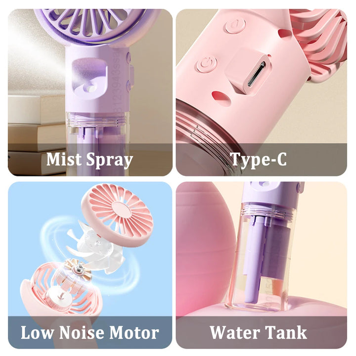 Portable Water Bottle Fan – USB Rechargeable Misting Cooling Fan