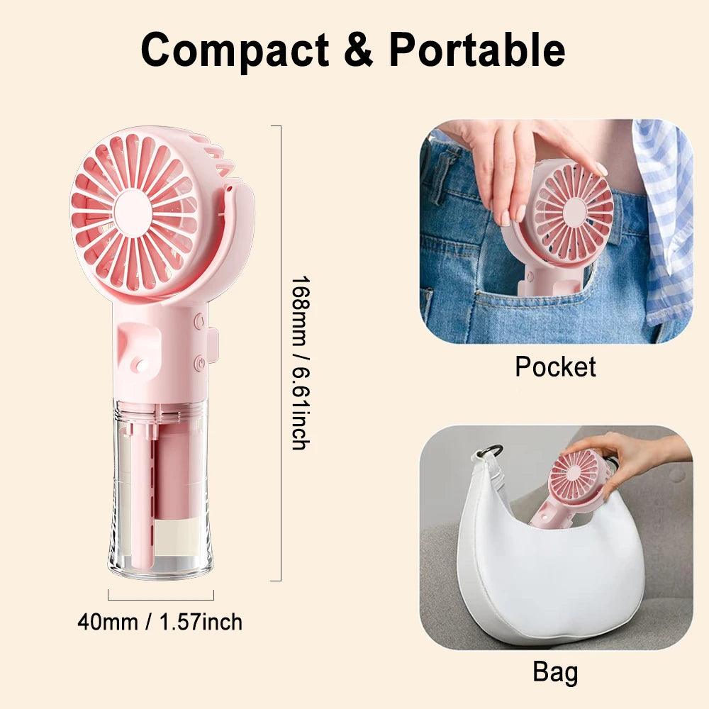 Portable Water Bottle Fan – USB Rechargeable Misting Cooling Fan