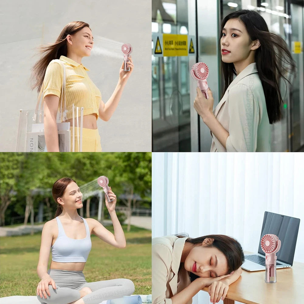 Portable Water Bottle Fan – USB Rechargeable Misting Cooling Fan