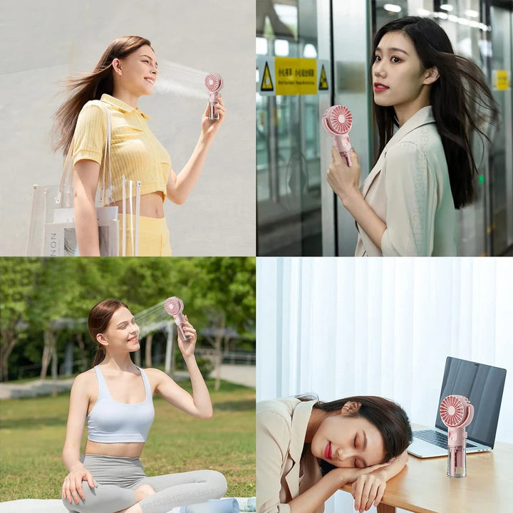 Portable Water Bottle Fan – USB Rechargeable Misting Cooling Fan