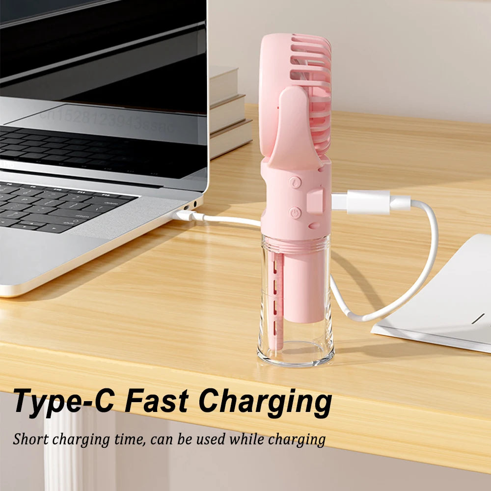 Portable Water Bottle Fan – USB Rechargeable Misting Cooling Fan