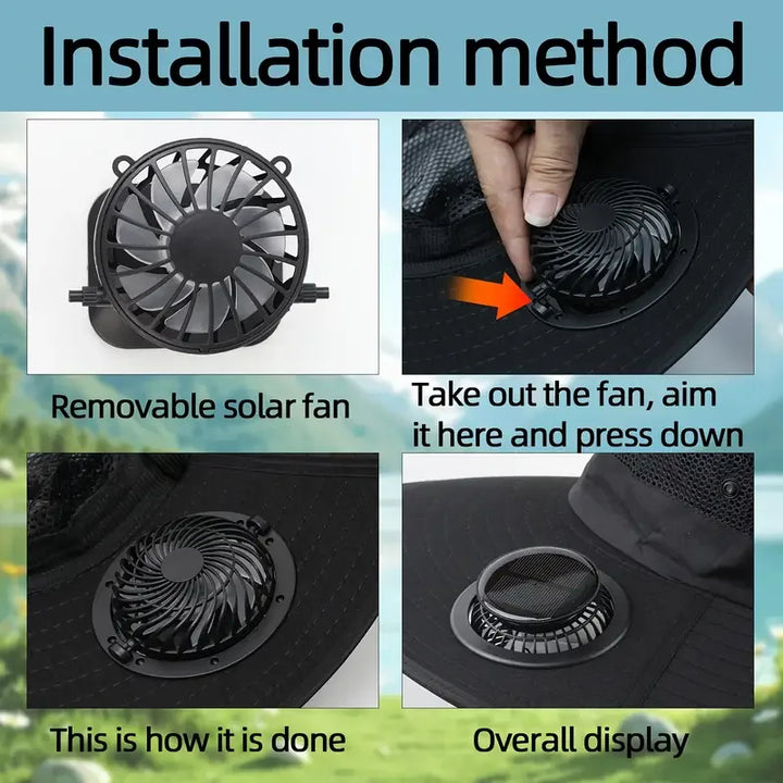 Solar Fan Hat USB Rechargeable Quick Dry Bucket Hat