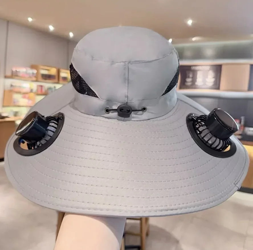 Solar Fan Hat USB Rechargeable Quick Dry Bucket Hat