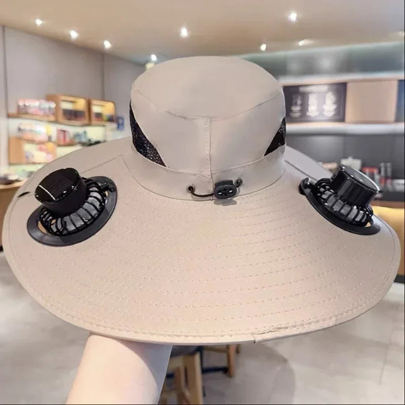 Solar Fan Hat USB Rechargeable Quick Dry Bucket Hat