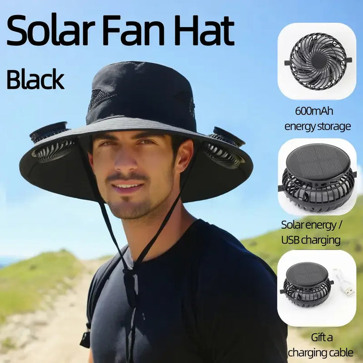 Solar Fan Hat USB Rechargeable Quick Dry Bucket Hat