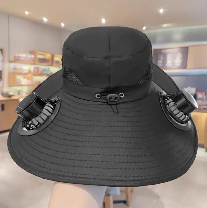 Solar Fan Hat USB Rechargeable Quick Dry Bucket Hat