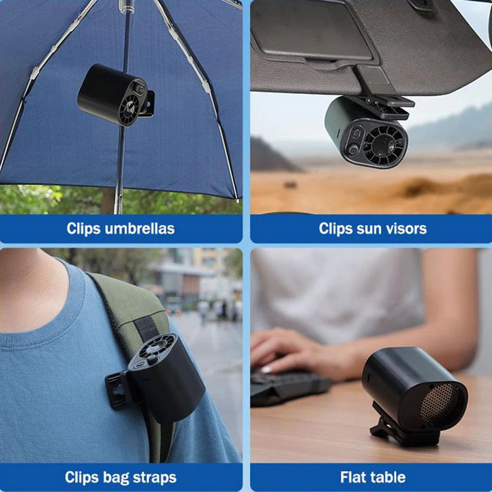 Car Clip Fan USB Rechargeable 360° Adjustable Cooling Fan