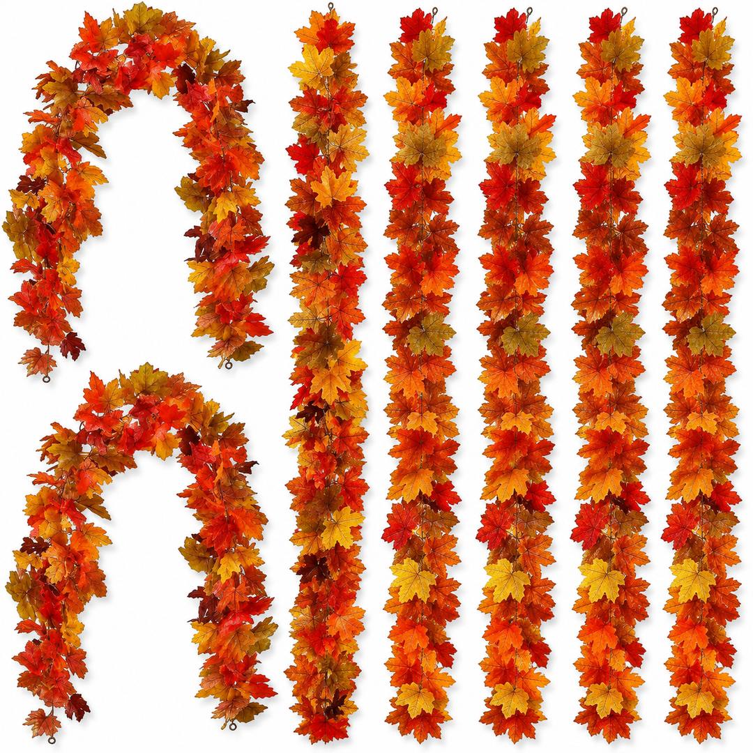 10Pcs Artificial Fall Maple Leaf Garland – Autumn Leaf Garland for Home Decor
