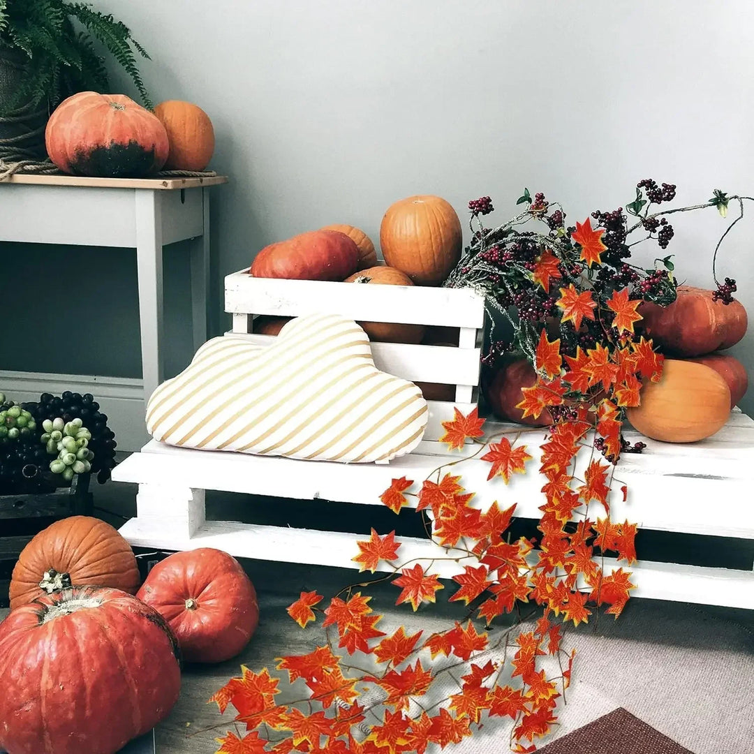 10Pcs Artificial Fall Maple Leaf Garland – Autumn Leaf Garland for Home Decor