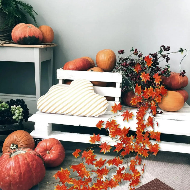 10Pcs Artificial Fall Maple Leaf Garland – Autumn Leaf Garland for Home Decor