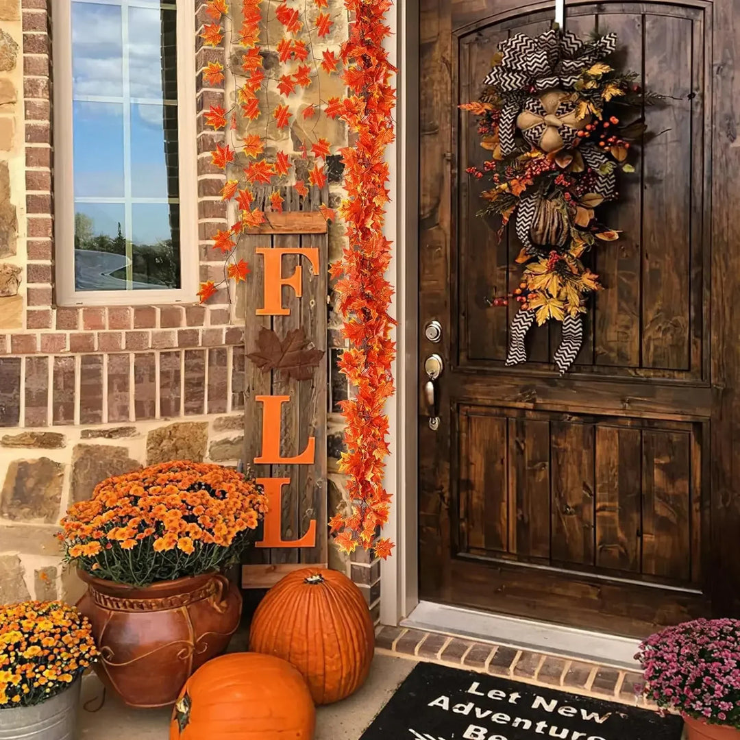 10Pcs Artificial Fall Maple Leaf Garland – Autumn Leaf Garland for Home Decor