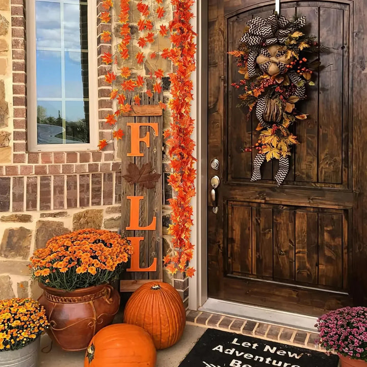 10Pcs Artificial Fall Maple Leaf Garland – Autumn Leaf Garland for Home Decor