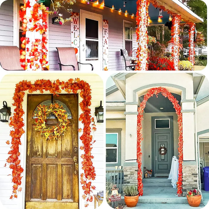10Pcs Artificial Fall Maple Leaf Garland – Autumn Leaf Garland for Home Decor