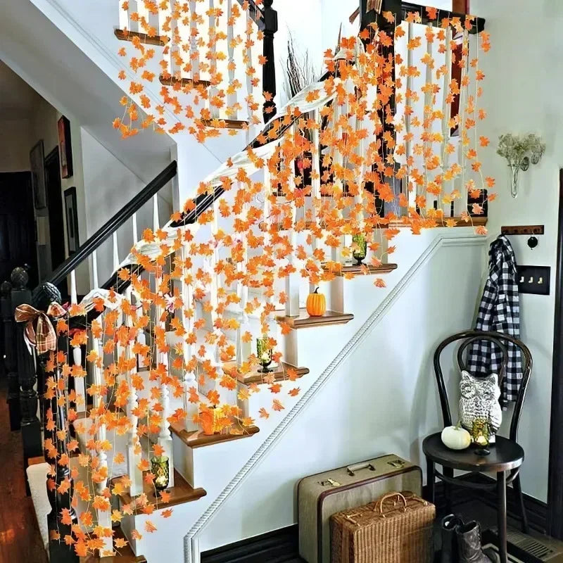10Pcs Artificial Fall Maple Leaf Garland – Autumn Leaf Garland for Home Decor