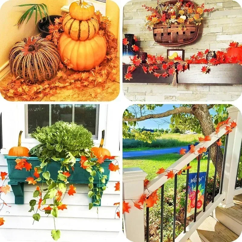 10Pcs Artificial Fall Maple Leaf Garland – Autumn Leaf Garland for Home Decor