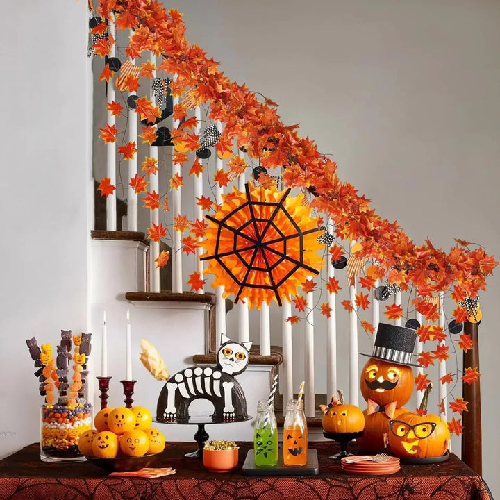 10Pcs Artificial Fall Maple Leaf Garland – Autumn Leaf Garland for Home Decor