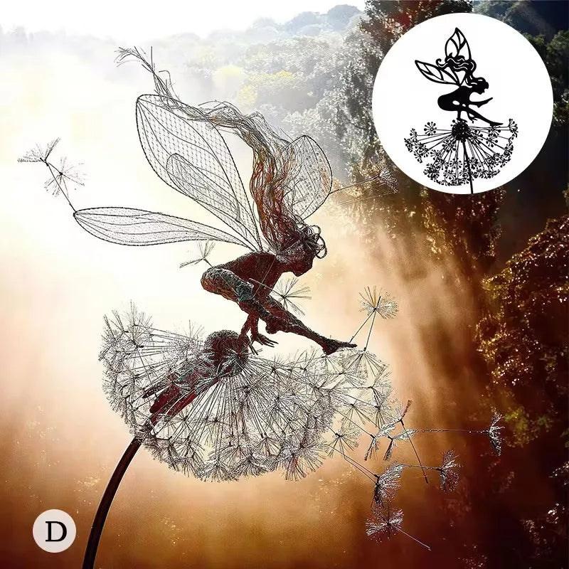 Dancing Fairy Garden Sculptures with Dandelion Design