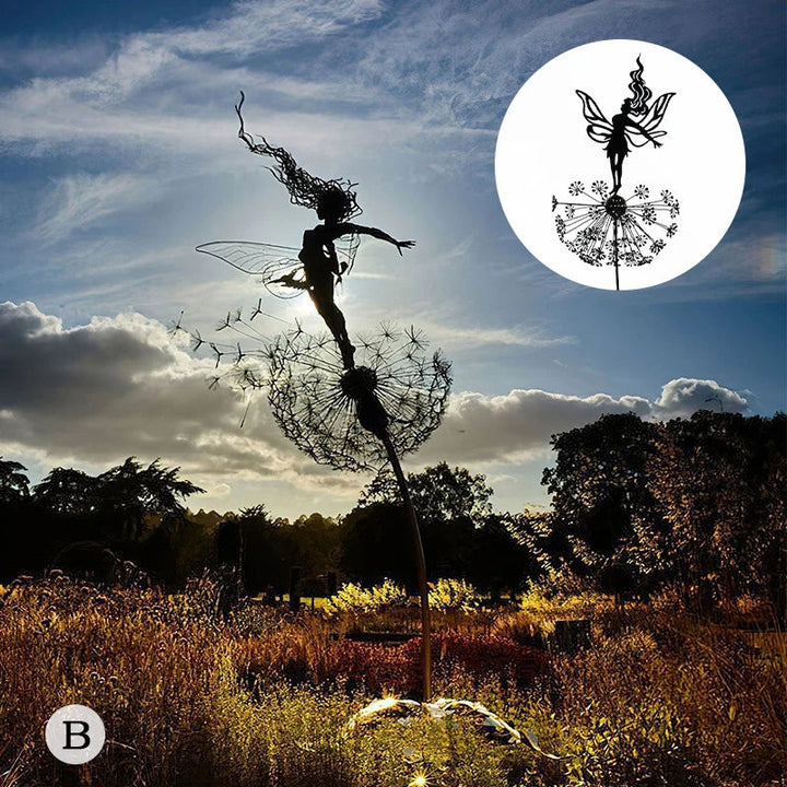 Dancing Fairy Garden Sculptures with Dandelion Design