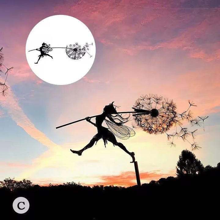 Dancing Fairy Garden Sculptures with Dandelion Design