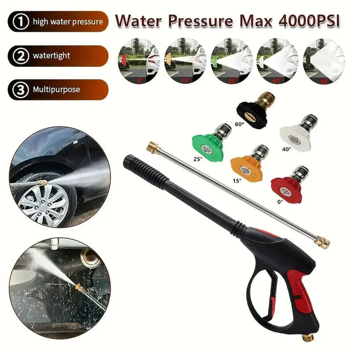 High Pressure Cleaning Water Gun with Quick Connect & 5 Nozzles