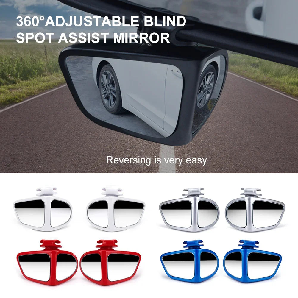 2Pcs Car Blind Spot Mirror Dual Swivel Mirrors 360 Degree Wide Angle Front Rear View Auxiliary Mirror Driving