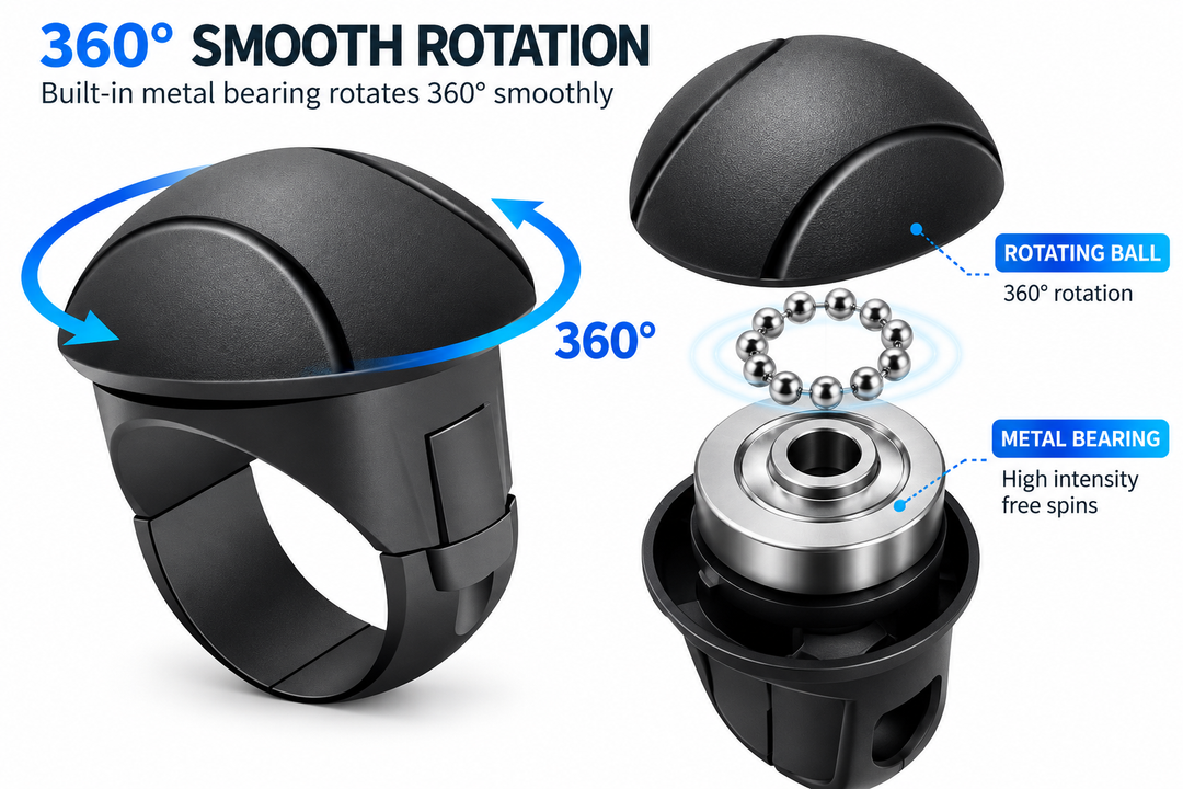 Easy-Grip Silicone Steering Wheel Knob | 360° Rotation with Metal Bearing & Non-Slip Grip