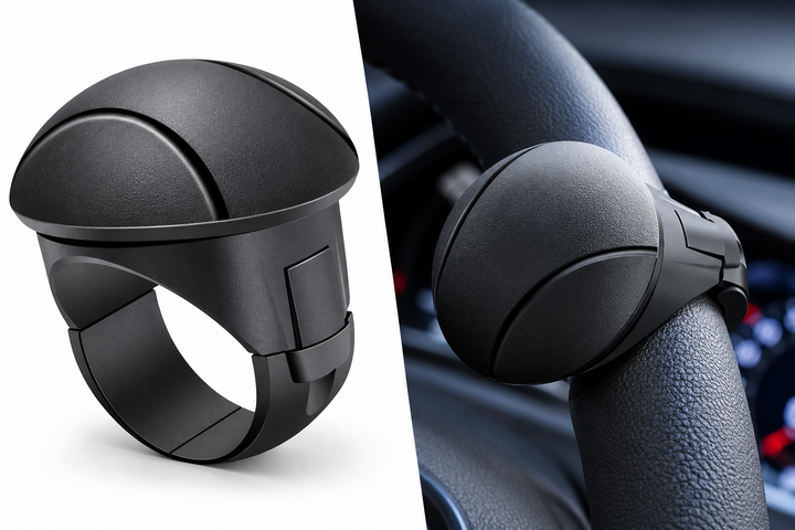 Easy-Grip Silicone Steering Wheel Knob | 360° Rotation with Metal Bearing & Non-Slip Grip