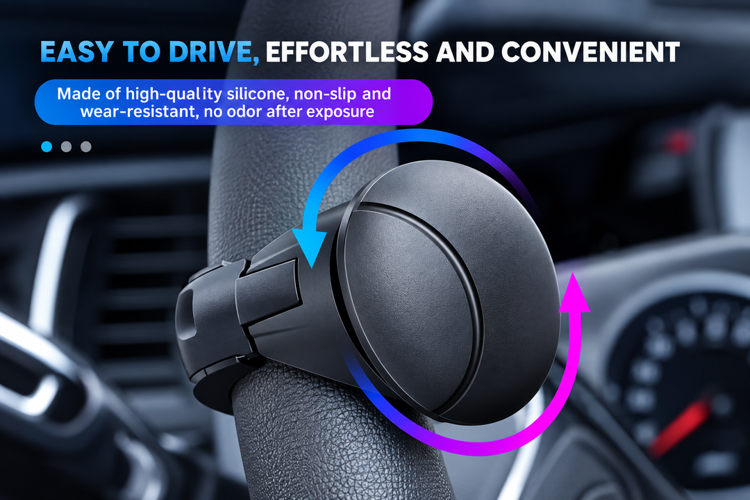 Easy-Grip Silicone Steering Wheel Knob | 360° Rotation with Metal Bearing & Non-Slip Grip