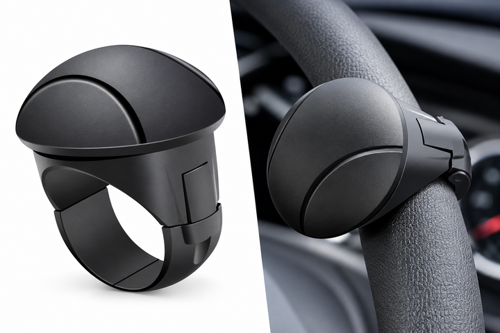 Easy-Grip Silicone Steering Wheel Knob | 360° Rotation with Metal Bearing & Non-Slip Grip