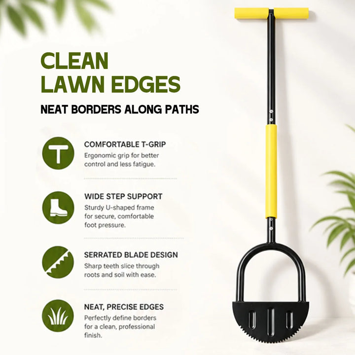 42.1in Manual Lawn Edger, Stainless Steel Half Moon Manual Grass Edger with Serrated Blade
