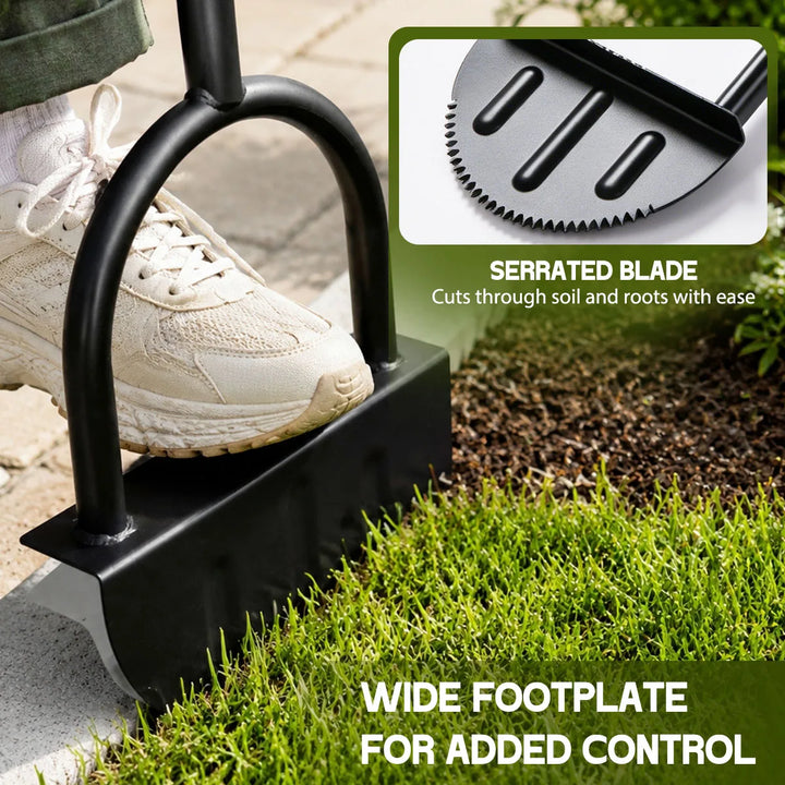42.1in Manual Lawn Edger, Stainless Steel Half Moon Manual Grass Edger with Serrated Blade