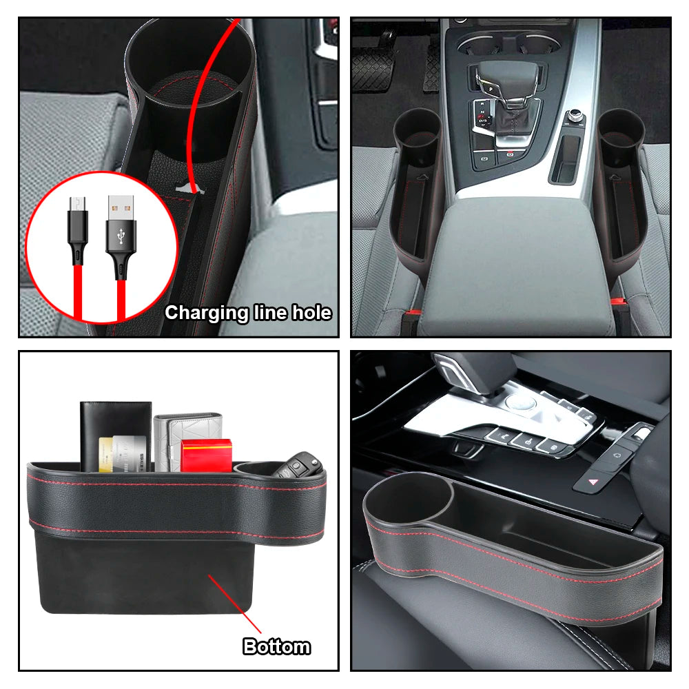 Car Seat Gap Filler with Phone Holder & Charging Hole