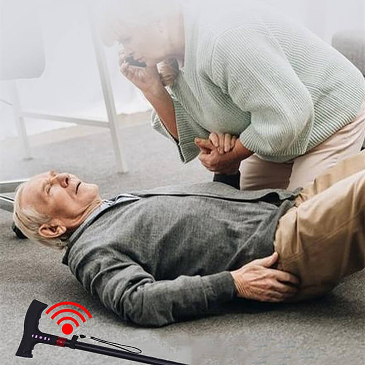 Smart Quad Cane with Fall Alarm & LED Light