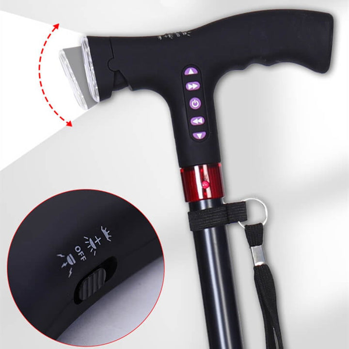 Smart Quad Cane with Fall Alarm & LED Light