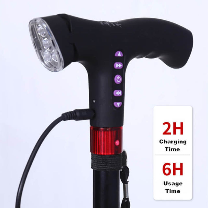 Smart Quad Cane with Fall Alarm & LED Light
