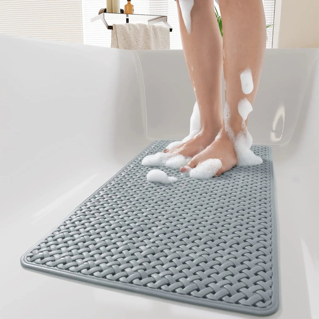 Anti Slip Bath Mat | Soft Anti Skid Shower Mat for Bathroom with Suction Cups, Drain Holes