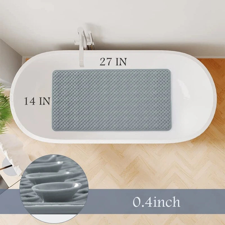 Anti Slip Bath Mat | Soft Anti Skid Shower Mat for Bathroom with Suction Cups, Drain Holes