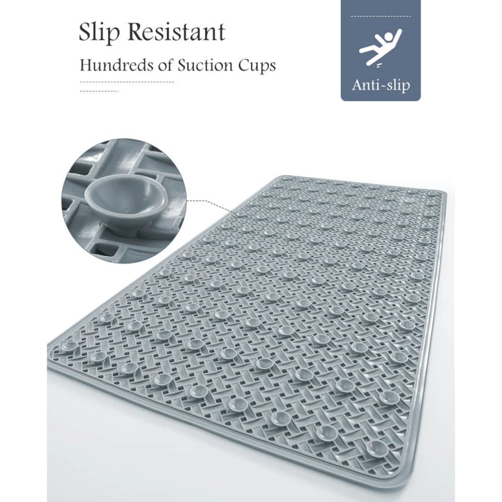Anti Slip Bath Mat | Soft Anti Skid Shower Mat for Bathroom with Suction Cups, Drain Holes