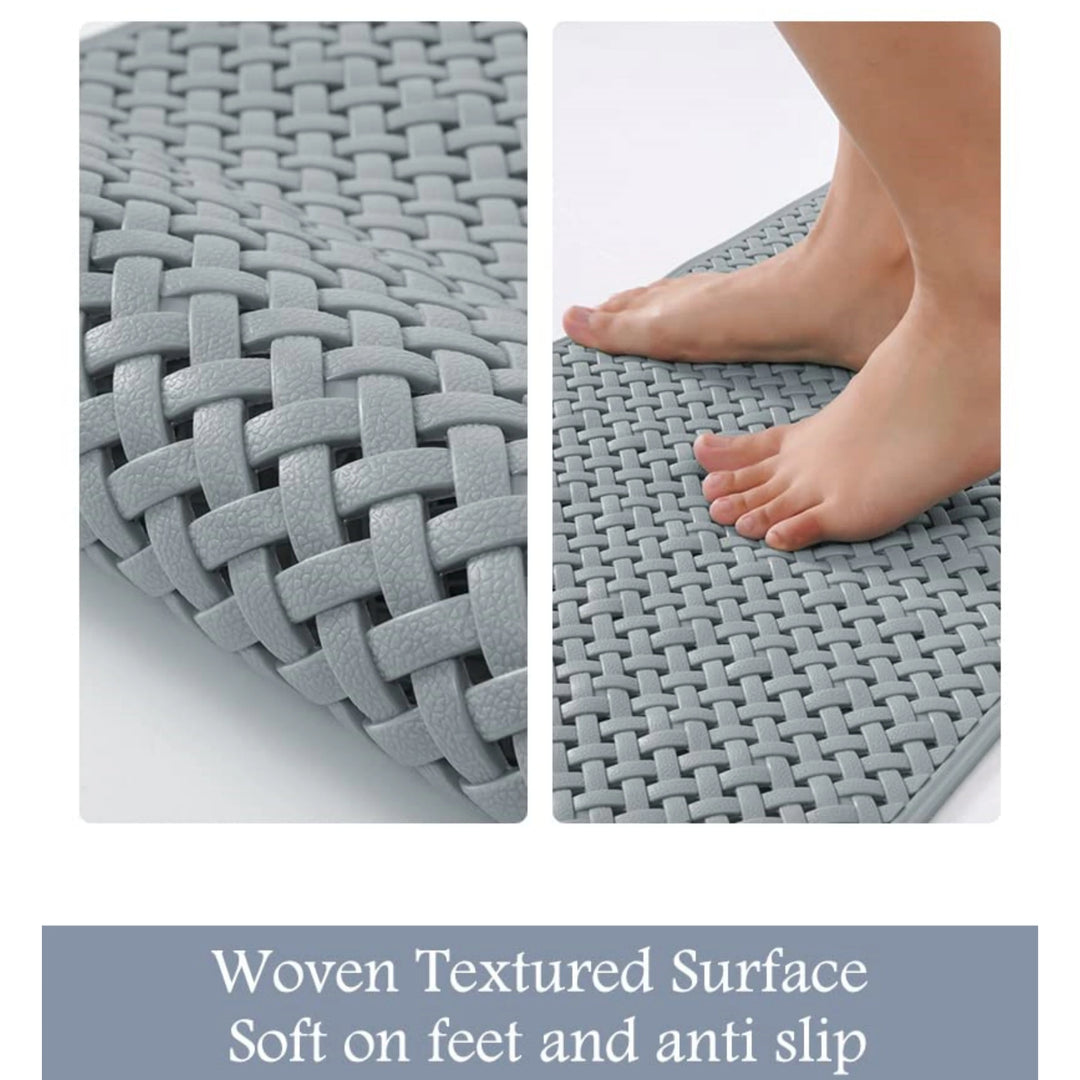 Anti Slip Bath Mat | Soft Anti Skid Shower Mat for Bathroom with Suction Cups, Drain Holes