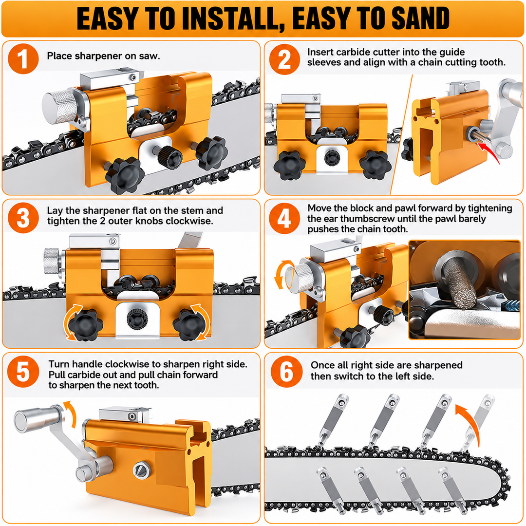 Chainsaw Sharpener | Portable Stainless Steel Hand Crank Chain Saw Sharpening Tool