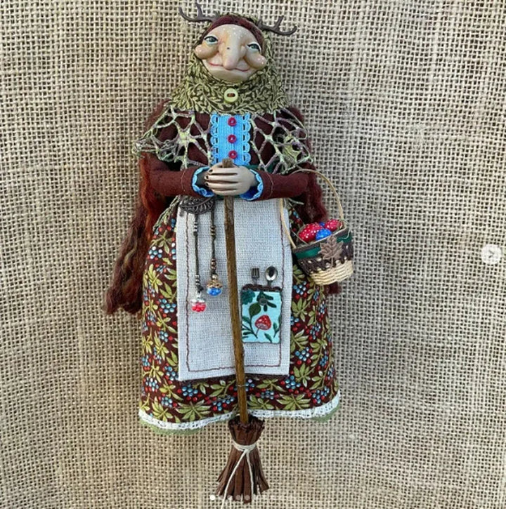 Kitchen Witch Doll | Handmade Resin Kitchen Witch Figure | Whimsical Home Decor