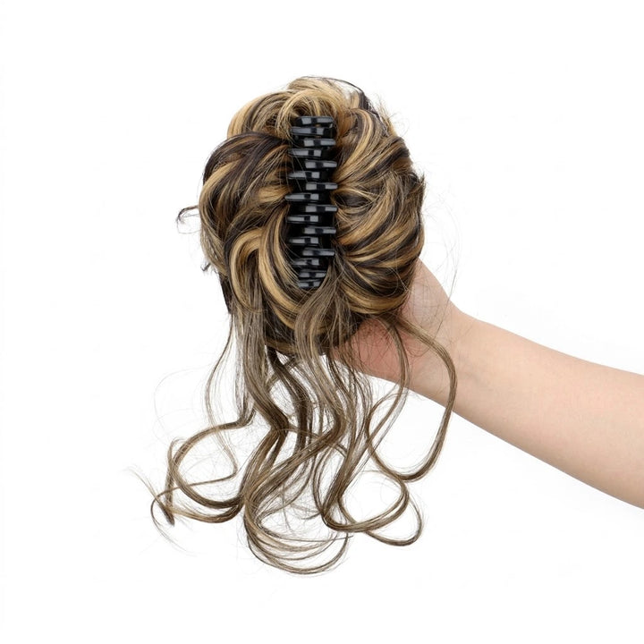 Messy Bun Hair Piece | Curly Synthetic Clip-In Hair Bun | Easy Tousled Updo