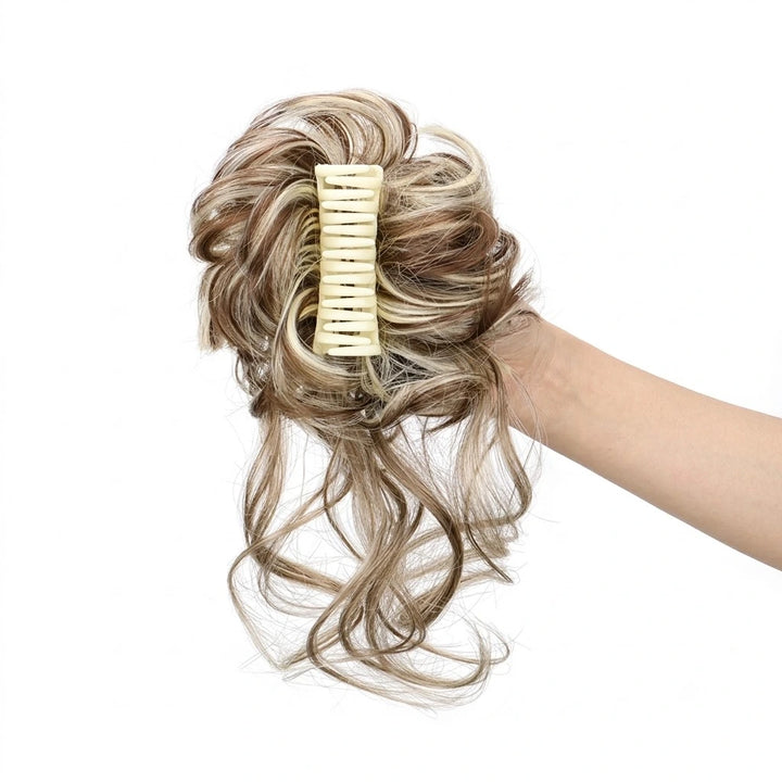 Messy Bun Hair Piece | Curly Synthetic Clip-In Hair Bun | Easy Tousled Updo